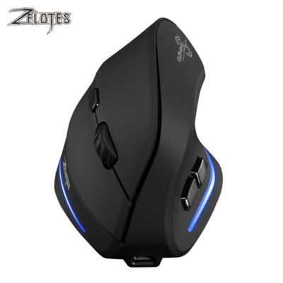 ZELOTES F-35 Wireless 2.4GHz Rechargeable Vertical Mice 6 Buttons 2400 DPI Adjustable Ergonomic Optical Gaming Computer Mouse