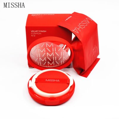 MISSHA Velvet Finish Cushion BB Cream 15g (SPF50+PA+++)+( Plus Refill *1) Makeup Face Foundation CC Brightening Concealer