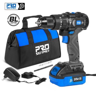 Brushless Hammer Drill 60NM Impact Cordless Electric Screwdriver 3 Function 20V Steel / Wood / Masonry Tool By PROSTORMER