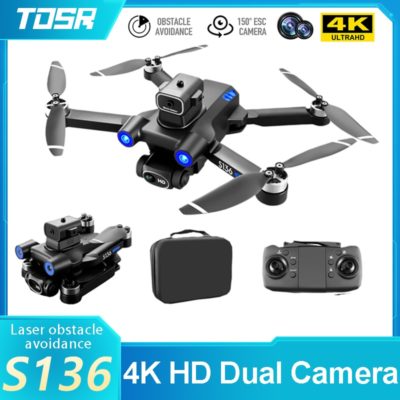 TOSR S136 4K HD Dual Camera Drone Professional Laser Obstacle Avoidance Helicopter GPS Brushless Foldable Quadcopter Toy Gifts