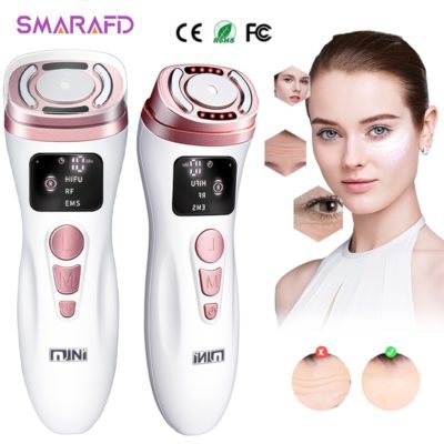 New Mini HIFU RF Ultrasonic Facial Machine EMS Micro Current Lifting Firming Lifting Wrinkle Skin Care Machine Massager
