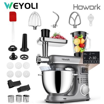 WEYOLI 1500W Multifunction Stand Planetary Mixer Meat Grinder Juicer Cake Food Processor 8L Stainless Steel Bowl And timer