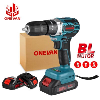 ONEVAN 25+3 Torque 1000W 450NM Brushless Electric Impact Drill 3 in 1 Electric Cordless Screwdriver For Makita 18v Battery