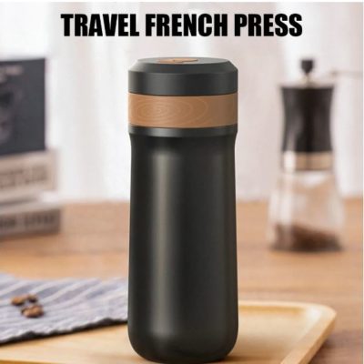 French Press Coffee Maker for 2-Layer Filter Mesh Double Walled Stainless Steel Vacuum Insulated Coffee Tea for Travel Office